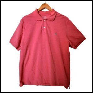 Vineyard Vines Mens Classic Fit Pique Rugby Polo Shirt Pink‎ Coral M Medium